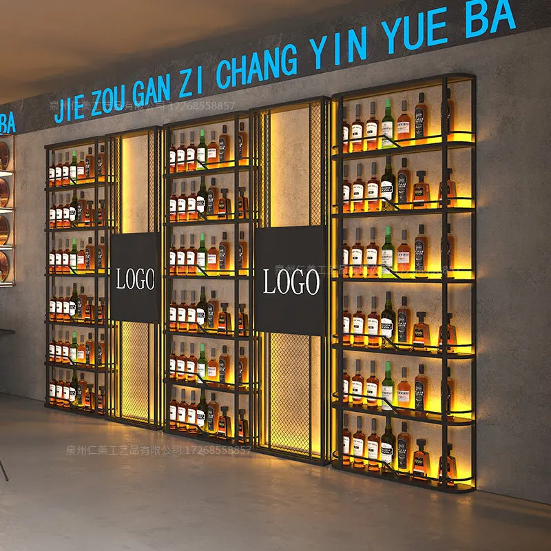 Wrought iron rack Industrial wind column Wine Display Bar load-bearing column Decorative Partition multi-layer r