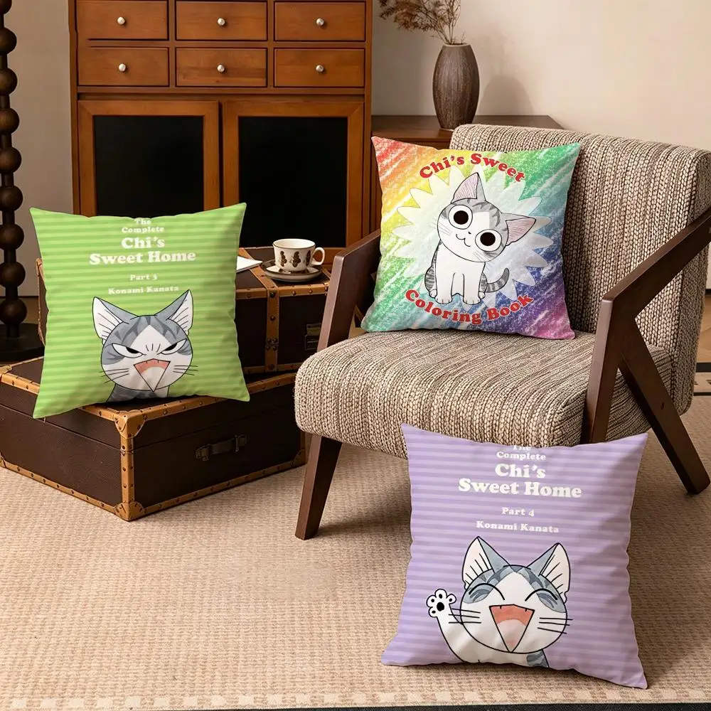 Anime-Chi's Sweet HomeS Cushion Cover Soft Velvet Cushion Cover Set 4Pcs 50x50 45x45 Zipper Pillowcase for Home Decor