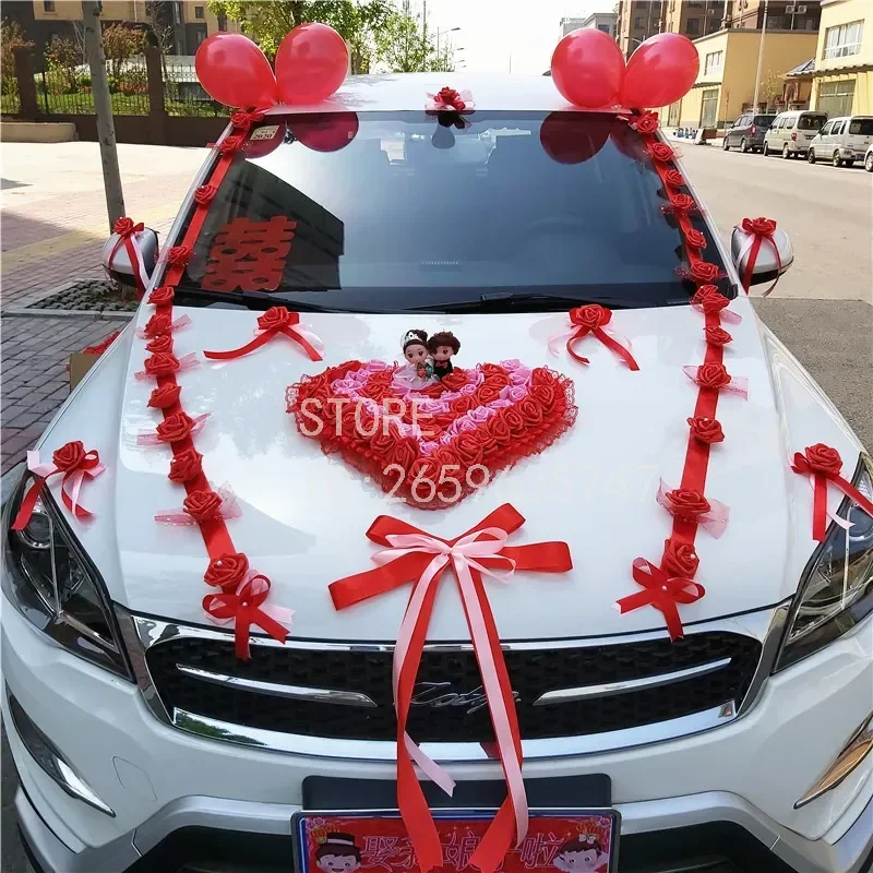 for Main Wedding Car Decoration Set Float Fleet Front Flower Arrangement Welcome Kiss Simulated Flower Plate Wreath Festive