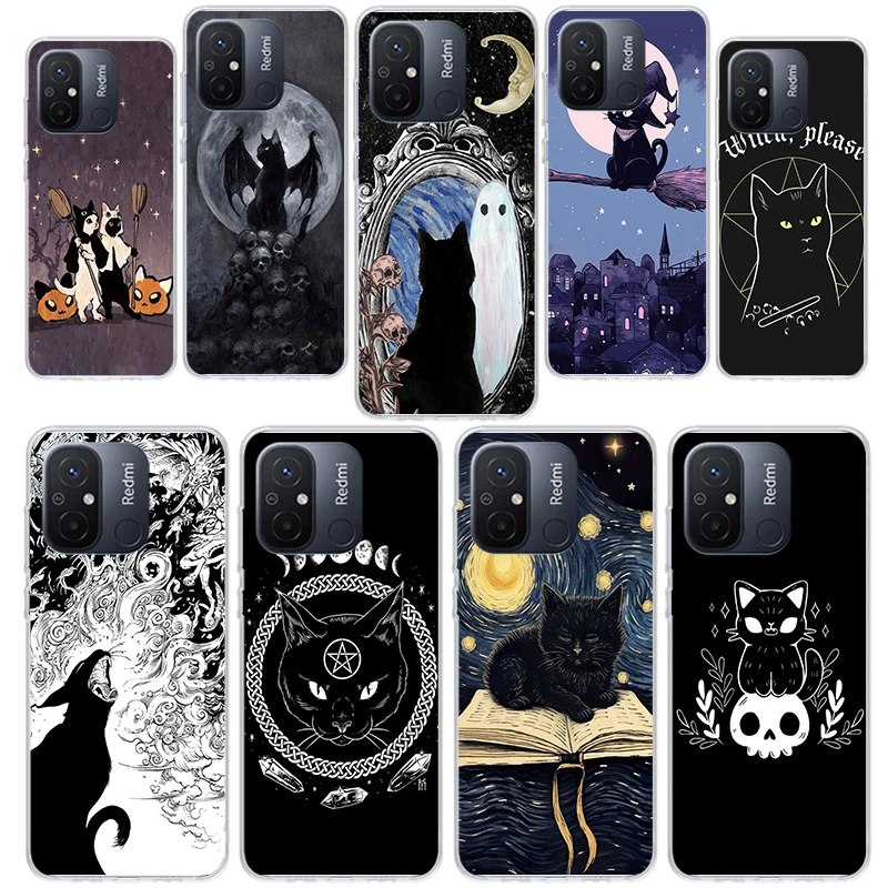 Красочный милый чехол для телефона Witch And Cat для Xiaomi Redmi 12C 12 10C 10A 10 9C 9A 9 9T 8A 8 7A 7 6A 6 K70 K60 K40 Pro S2 Sof