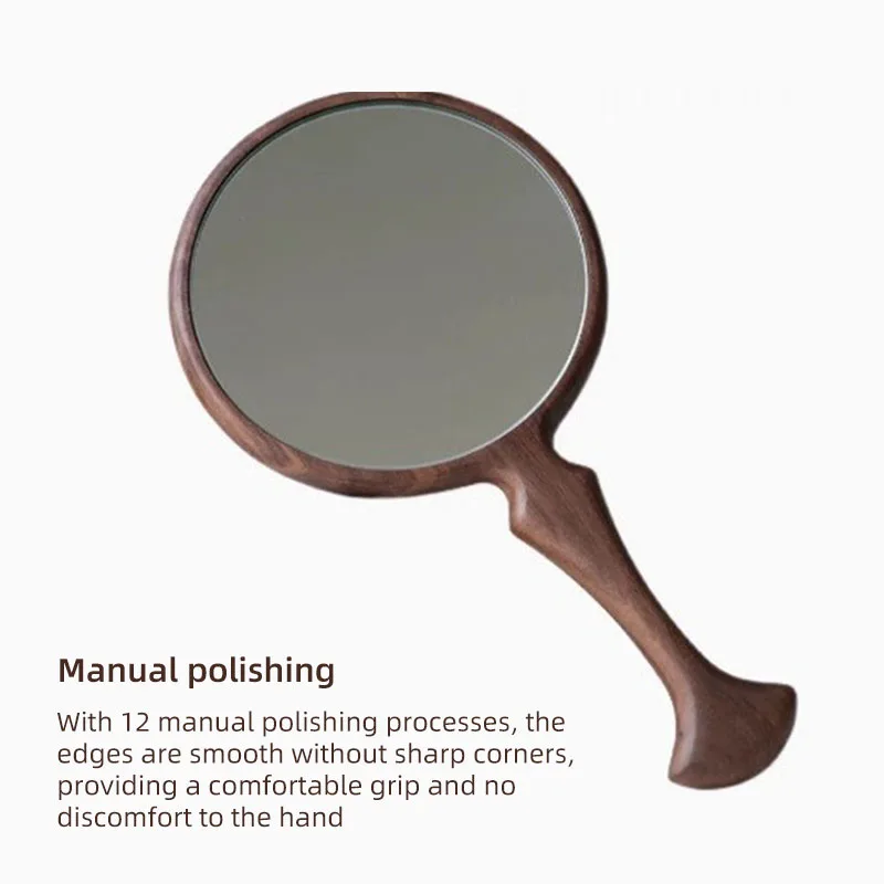 مرآة مكياج محمولة باليد، مرآة ذيل السمكة كلاسيكية أنيقة بمقبض خشبي، مرآة ديكور للسفر والمنزل للاستخدام الذكرى السنوية