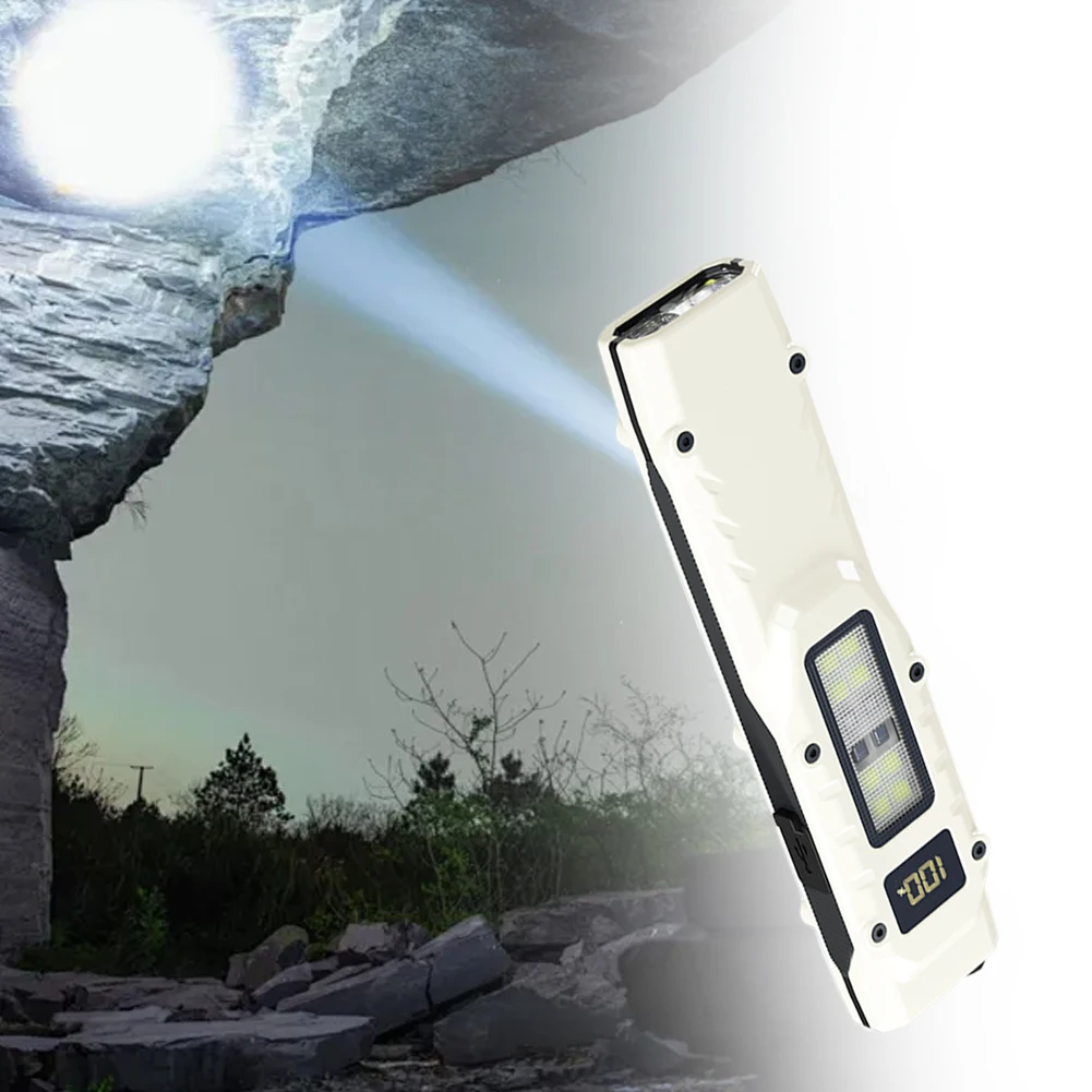 مصباح يدوي LED USB-C قابل لإعادة الشحن مع شاشة LED رقمية خفيفة الوزن ومفتاح مزدوج لحالات الطوارئ المنزلية الخارجية #2