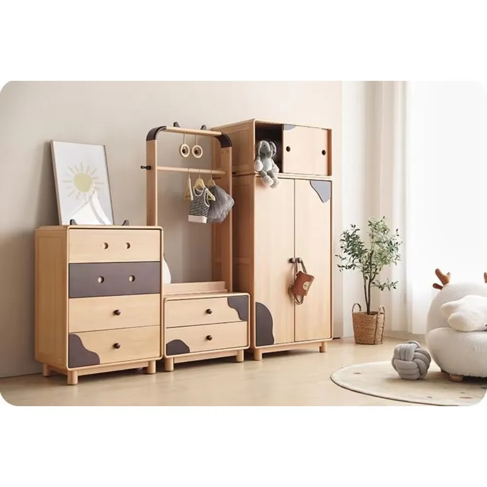 Children Wooden Foldable Wardrobe Portable Closet