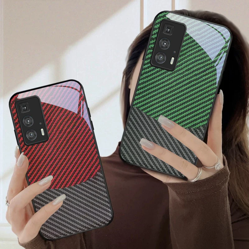 

Fiber weaving texture map For Motorola Moto Edge 20 Lite 30 Pro 40 Neo 50 Ultra G14 G22 G24 Power 34 G35 X30Pro Glass Phone Case
