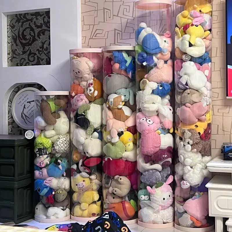 

Living Room Doll Storage Rack Children's Plush Toy Display Stand Transparent Cylinder Doll Figure Organizer Shelf