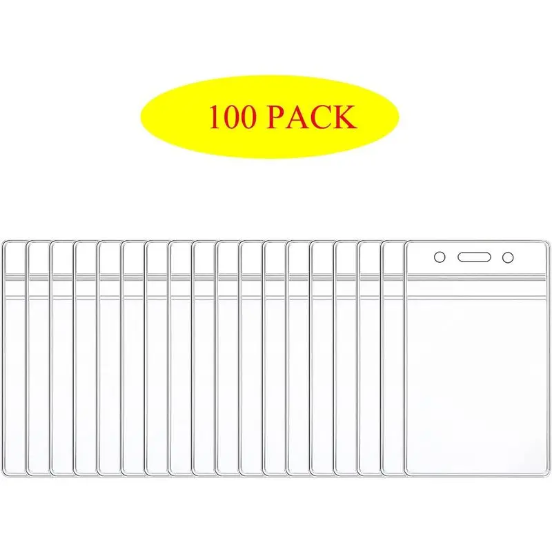 100Transparent Plastic Vertical Name Badge Holder，Suitable for card size，BatchIDCard clamp、Name Badge Holder、Name Card Holder、Ba