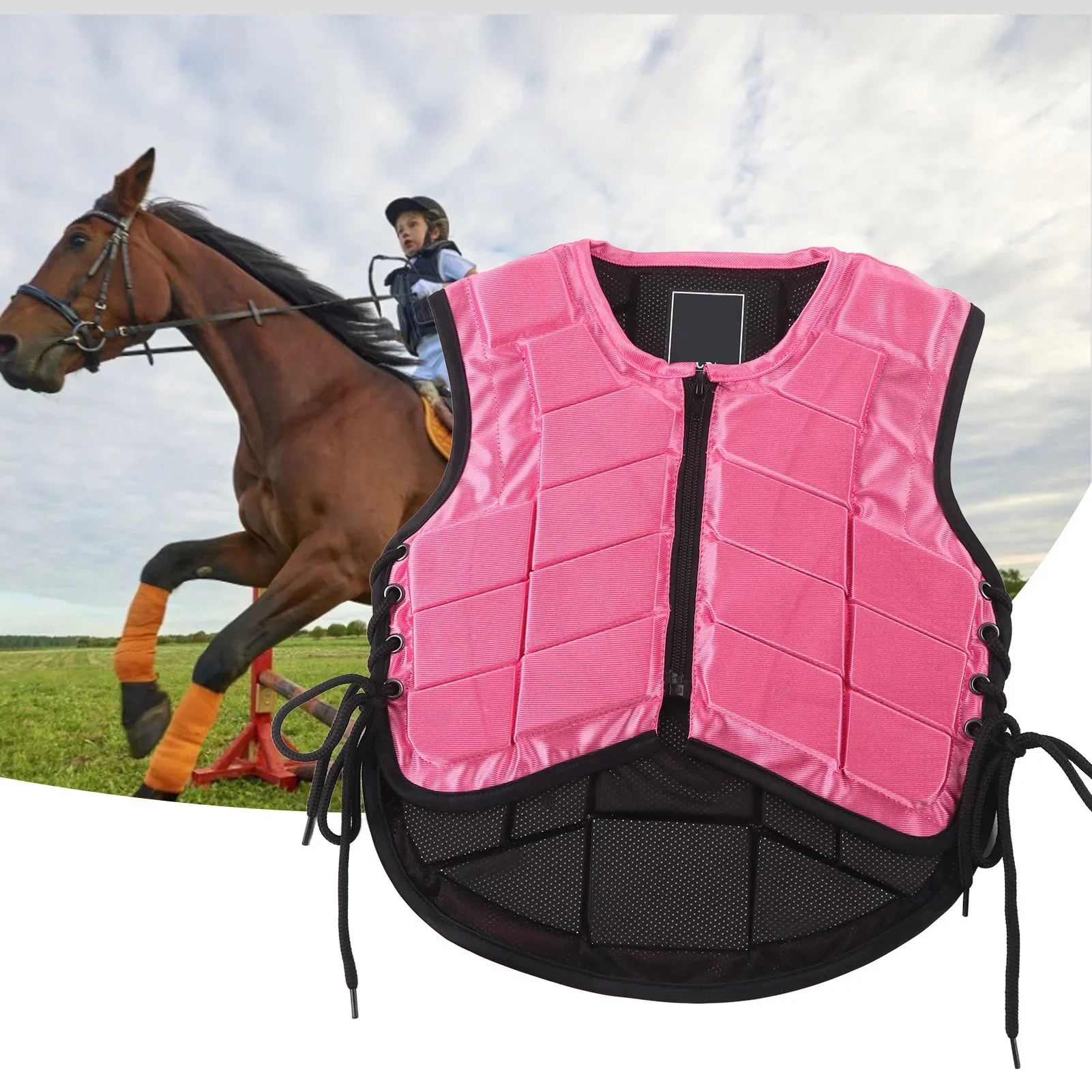 Kids Equestrian Vest Foam Padded Safety Horse Riding Protective Gear Body Protector