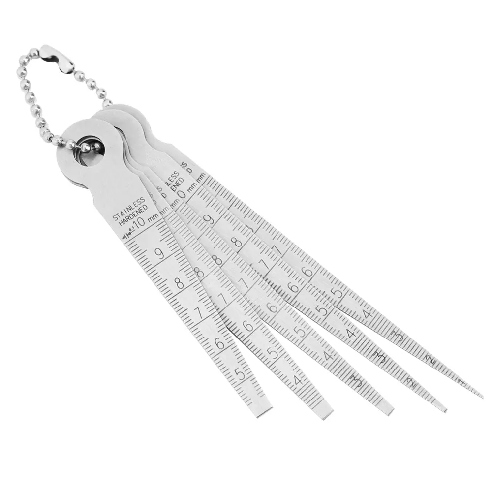 

Metric Stainless Steel Feeler Gauge 1-10mm 5 Cutters Hole Size Gage Taper 0.1mm Accuracy Welding Gauge for Designers Engineers
