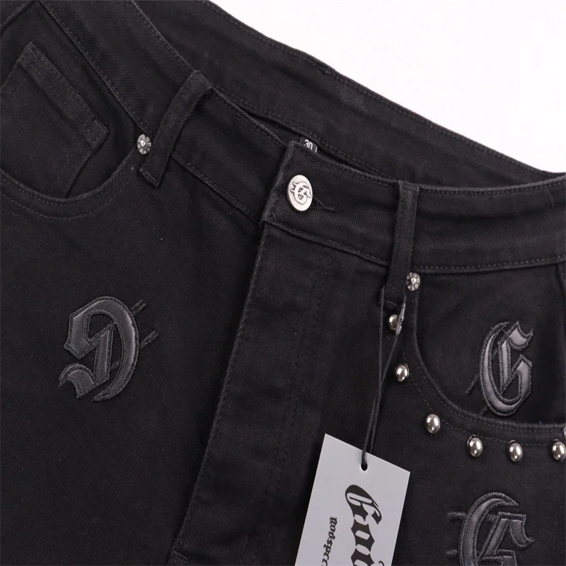Fashion Denim Shorts Letter Logo Applied Embroidered Trourers Loose Summer Jeans Men's Women's Five-inch Straight Pants
