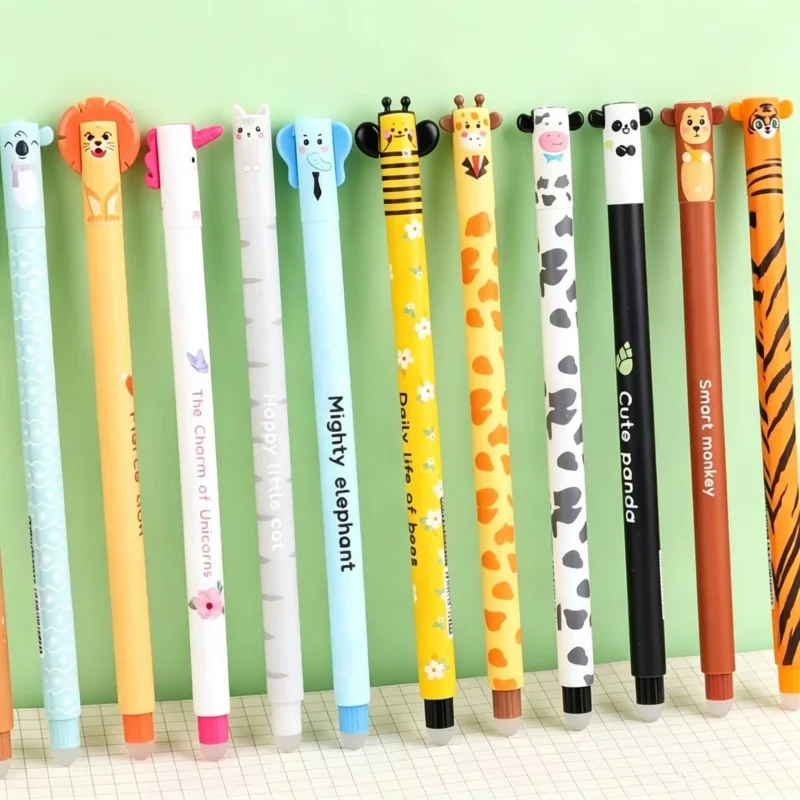 

48pcs/lot Kawaii Bee Cow Unicorn Animal Erasable Gel Pen Cute 0.5mm Blue Ink Signature Pens Office School Supplies