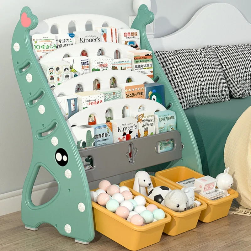 Children's Bookshelf Simple Home Floor Baby Toy Storage Shelf Kindergarten Book Shelf Plastic Cartoon Picture Books New Arrival