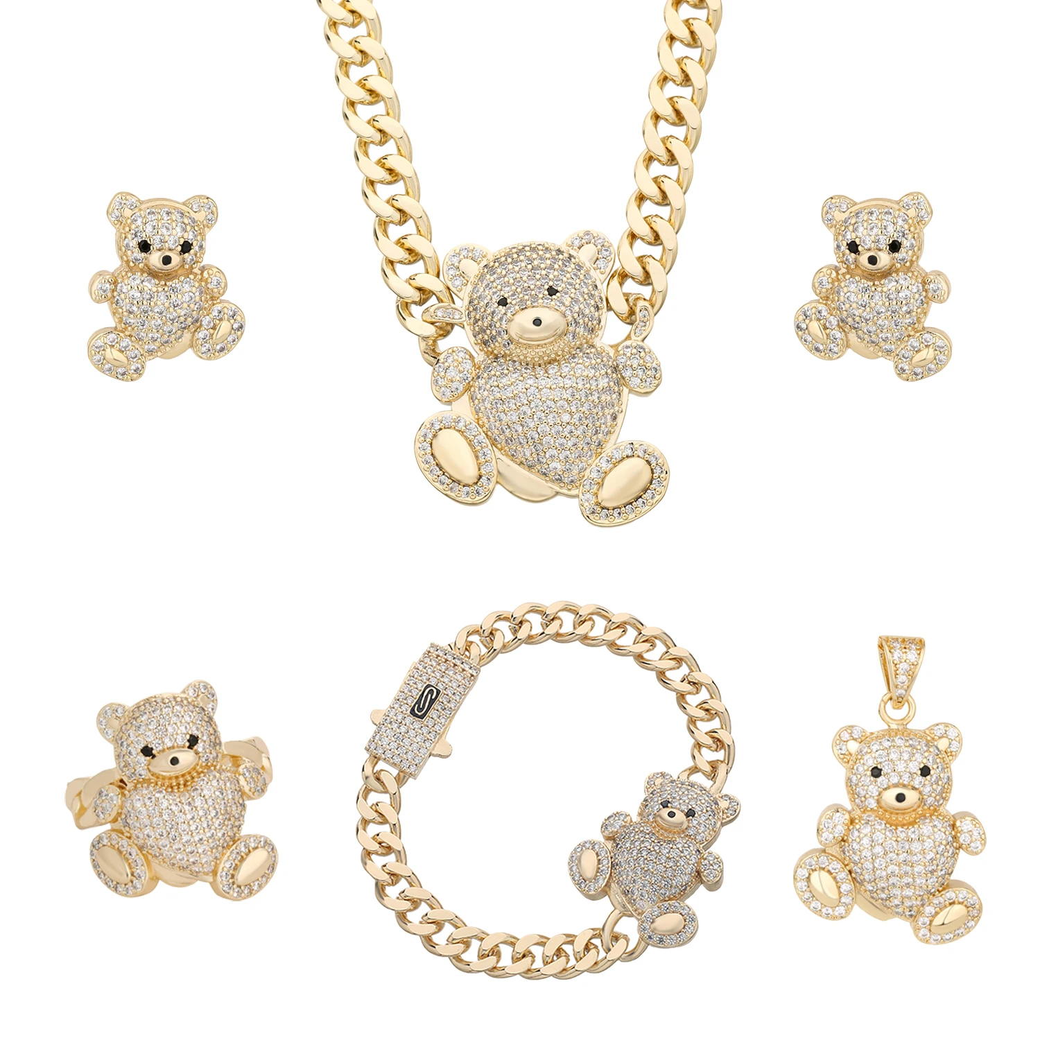 VCT Brand Luxury Jewelry Animal Bear Jewelry Set Combination Anniversary Gift Women Set Free Shipping Items