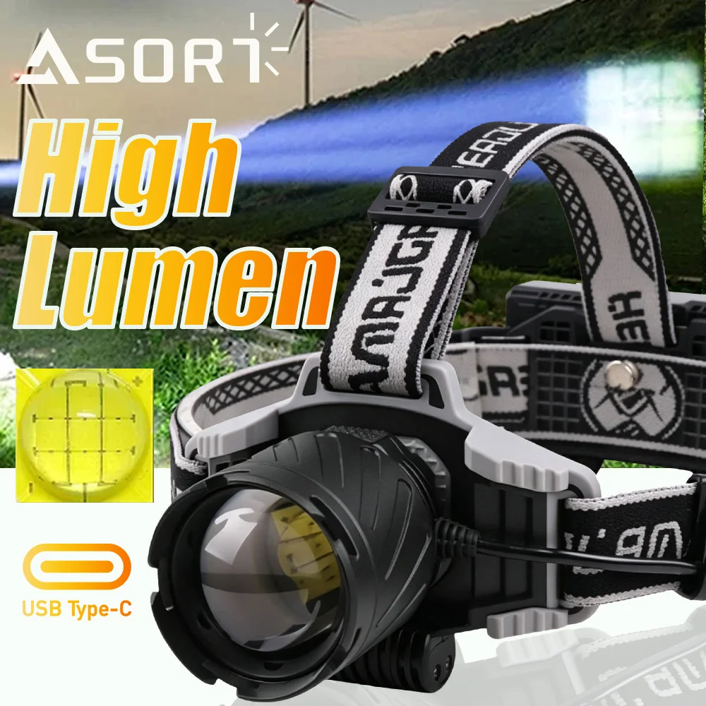 Hot Strong Light Headlamp Portable LED Headlamp USB Rechargeable Head Flashlight For Outdoor Camping Fishing Emergency Lantern