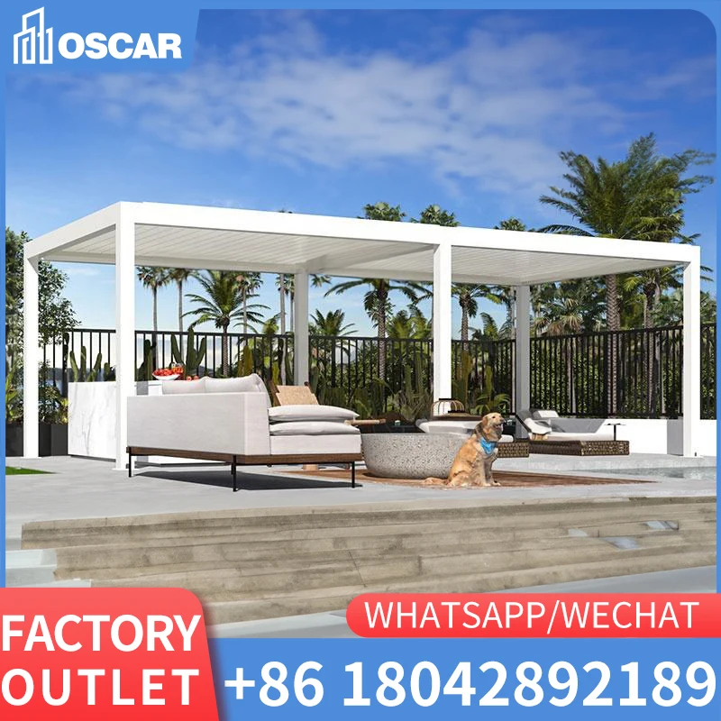 

2-20% Discount 10x20 gazebo outdoor movable awning electric pergola roof system waterproof