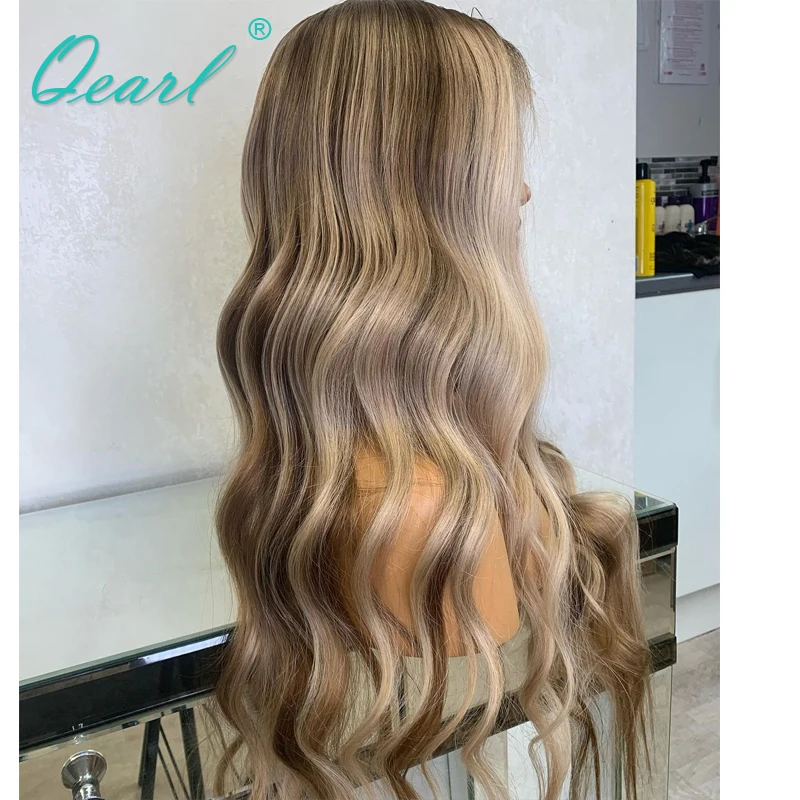 

Human Hair Wig Loose Body Wave Full Lace Wigs for Women Ash Brown Light Blonde Highlights 13x6 Cheap Lace Frontal Wig 180% Qearl