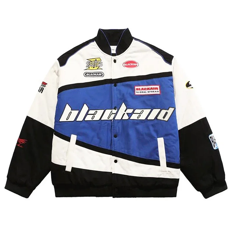 

Street Clothing Letter Printed Motorcycle Jacket Men's Retro Cotton Couple Spring Baseball Jacket Unisex Jacket