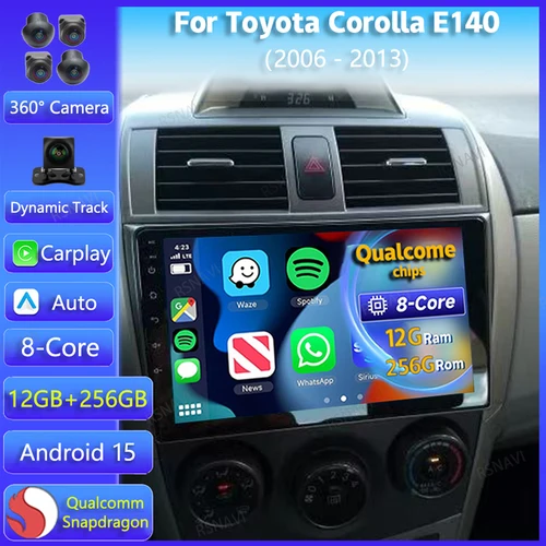 Android 15 Radio de coche navegación Multimedia para Toyota Corolla 2006 2007 - 2013 Carplay Auto 2K pantalla estéreo reproductor inalámbrico DSP