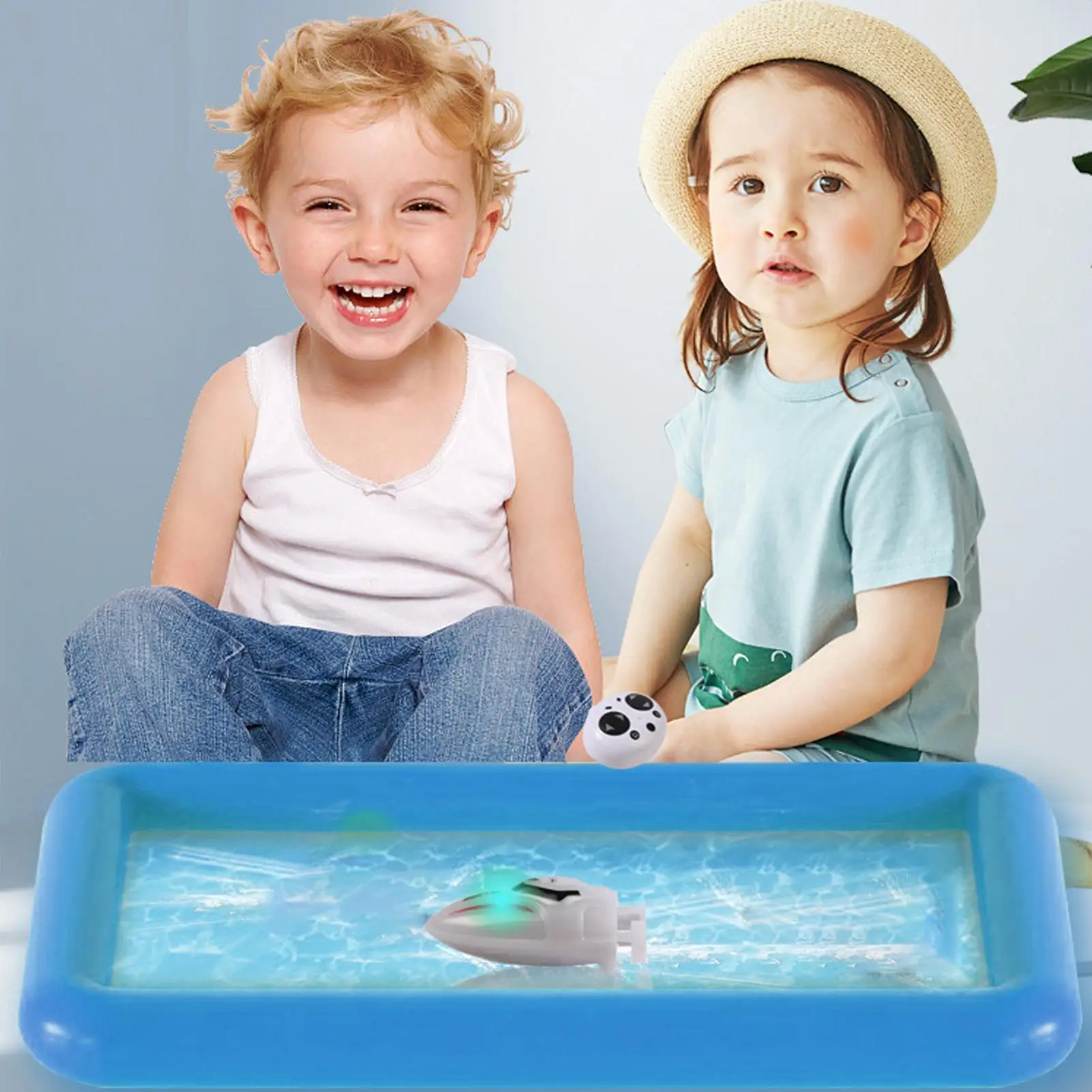 RC Boot Draagbare Speedboot Speelgoed 2,4 GHz Mini Stunt Onderzeeër Speelgoed Met Licht Voor Meer Zwembad Wastafel Bad Entertainment