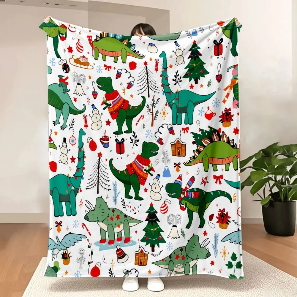 

Рождественское одеяло с динозавром — праздничная химерная иллюстрация с динозаврами в рождественском наряде, снеговиках, деревьях, подарках и декорах