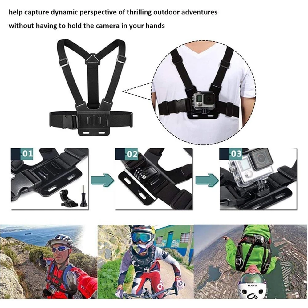 Head Strap Chest Harness Belt Mount For Gopro Hero 13 12 11 10 9 8 Insta360 X4 X3 DJI Action OSMO 4 3 Action Camera Accessories