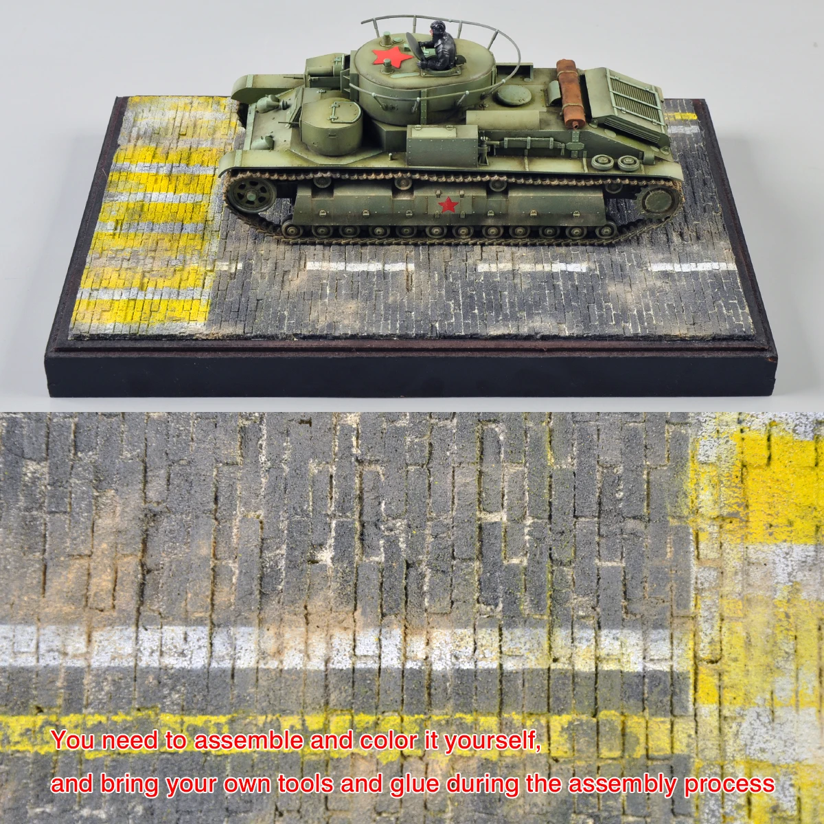 Montage-Diorama, Maßstabsgetreuer Modellbausatz, Holz-Displayständer für Panzer, Fahrzeuge, gepanzerte Autos, Ausstellungsständer 1/35 – Detail 4