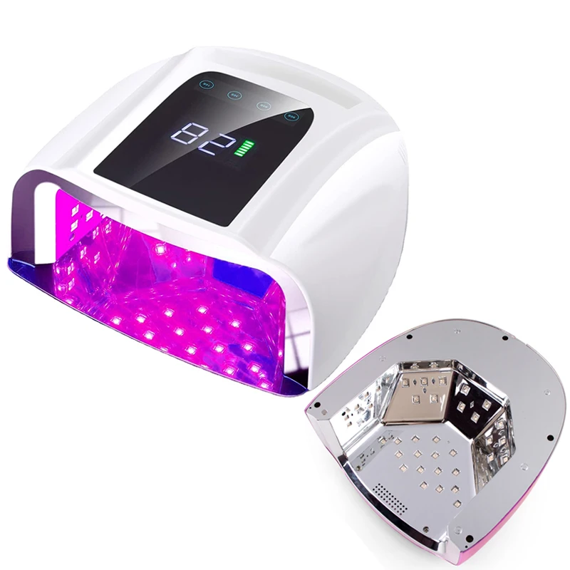 96W spiegelreflecterende nagellamp met metalen pad Draadloze manicuredroger Draadloos UV-licht voor nagels Oplaadbare nagel UV LED-lamp