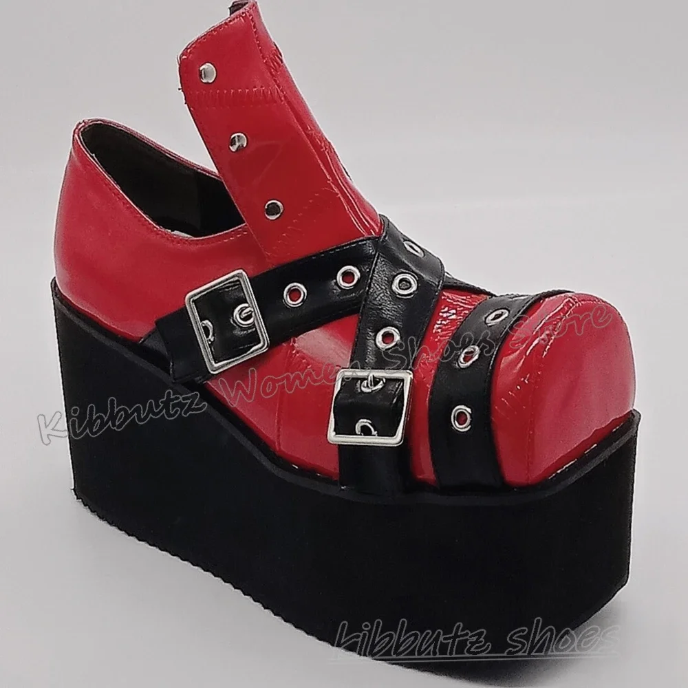 

Ботильоны с заклепками на платформе, готический панк-рок, ремень с пряжкой, модная новинка, сексуальная женская обувь без шнуровки, новая лаконичная однотонная кожаная обувь