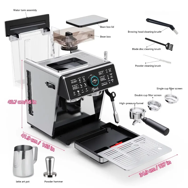 Professional 58mm Double Boiler 20 Bar High Pressure Italian Espresso Coffee Machine with Grinder