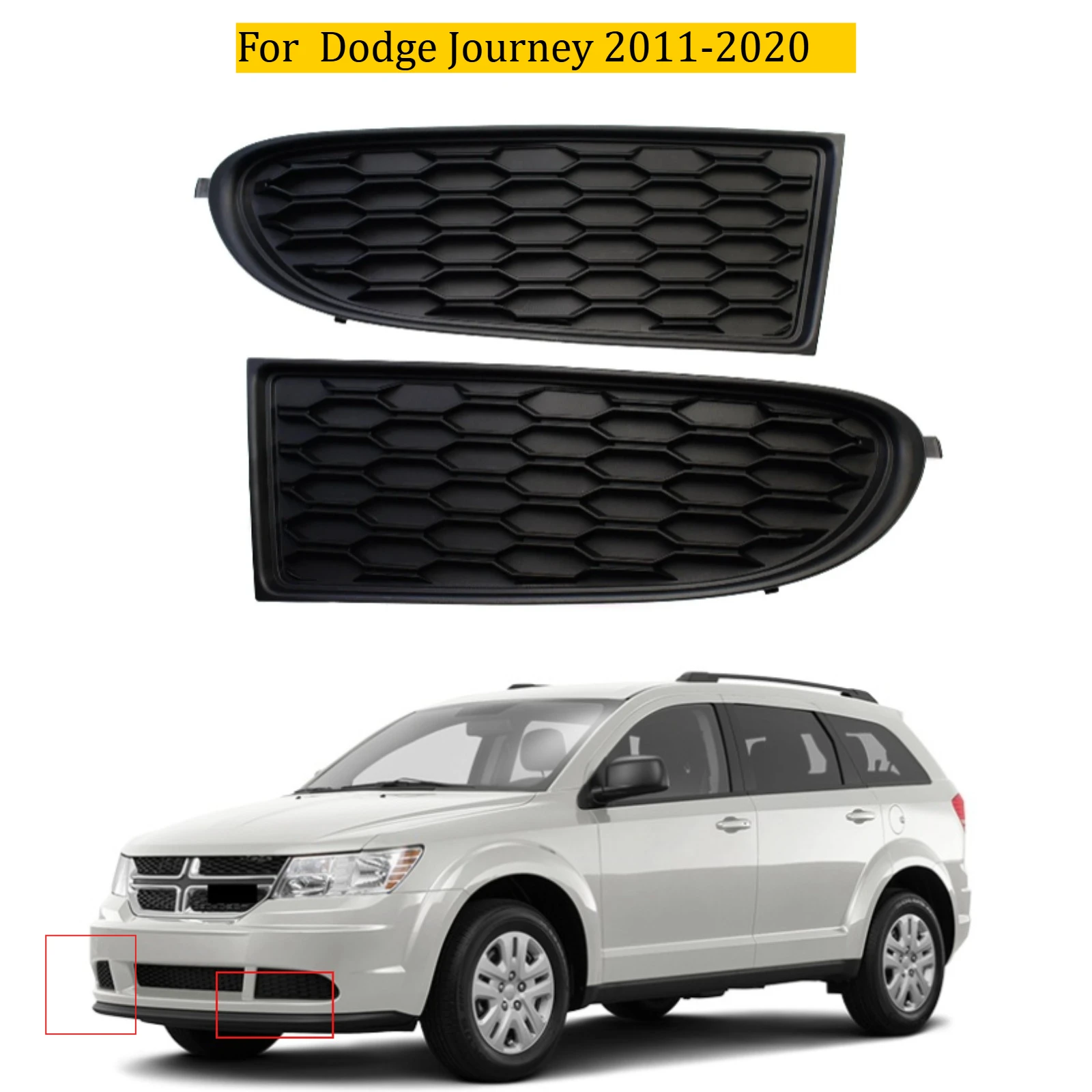 For  Dodge Journey 2011 2012 2013 2014 2015-2020 Front Bumper Fog Light Frame Under Fog Lamp Shade Medium Grid Cover