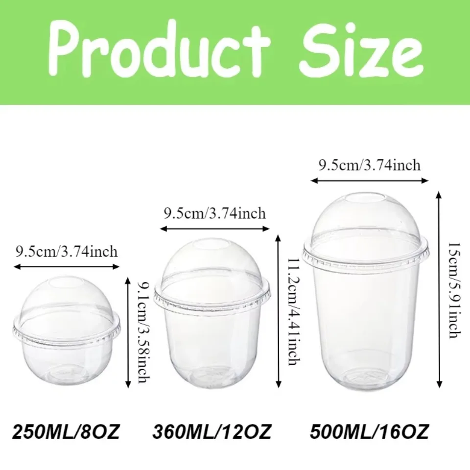 50PCS 250/360/500ML Plastic Pudding Cups with Lids Disposable Dessert Cups for Mousse Ice Cream Jelly Birthday Wedding Party
