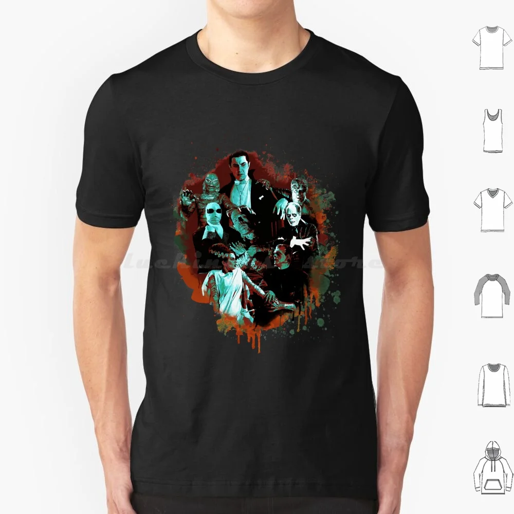 Universal Monster T Shirt Big Size 100% Cotton Universal Monsters Dracula Frankenstein Mummy Werewolf Creature From The Black
