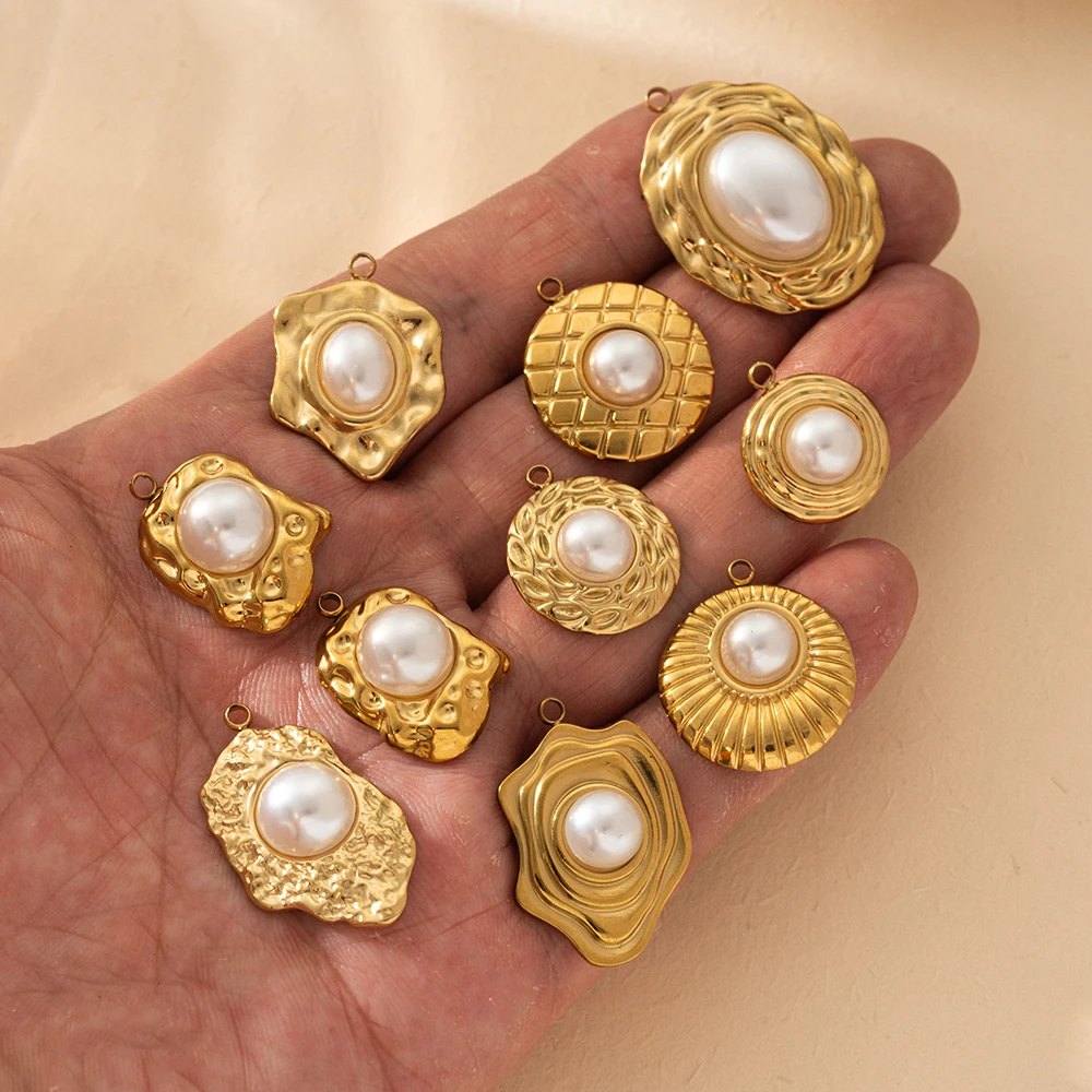 

5 шт., нерегулярный кулон из нержавеющей стали, подвески с искусственным жемчугом для DIY, серьги, ожерелье, браслет, принадлежности для изготовления ювелирных изделий, ремесла