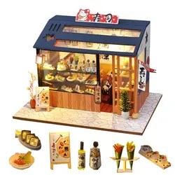 CUTEBEE DIY Dollhouse Kit Wooden Doll Houses Miniature Dollhouse Furniture Kit With LED Toys For Children Birthday Gift