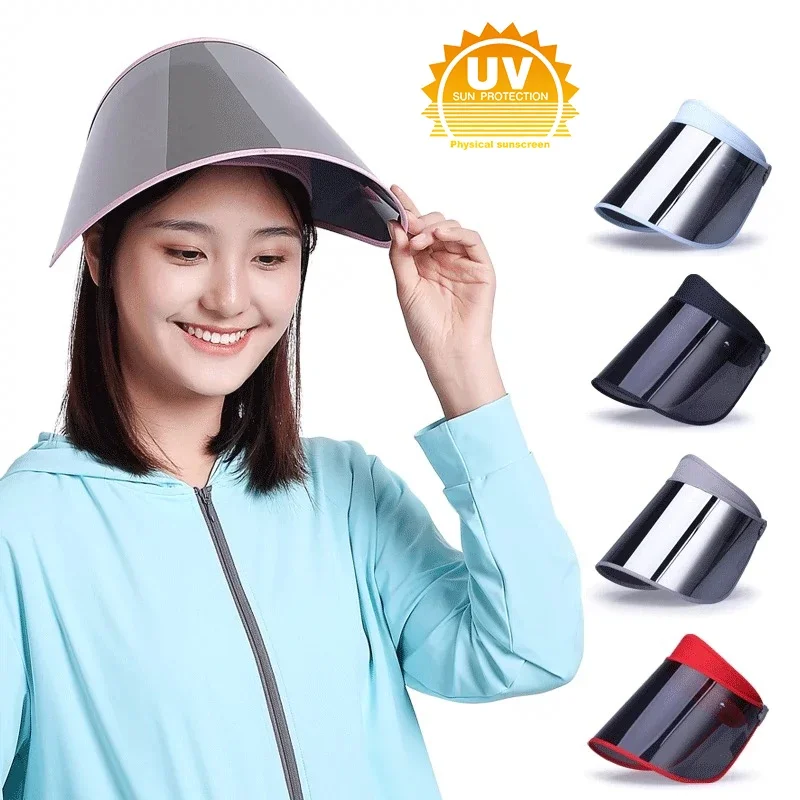 

Full Face Cover Hats for Outdoor Sport with Anti-UV Lens Multi-function Sun Cap Hollow Top Sun Protection Hat Big Size Visors