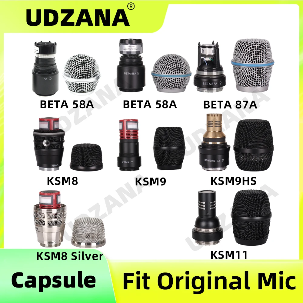 UDZANA Wireless Microphone Capsule Condensor Beta87A KSM9HS KSM11 Fit Hand Microfone Capsula Beta 58 KSM8 Silver Mic Core