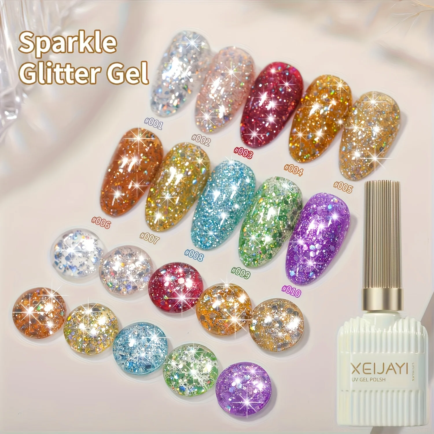 XEIJAYI Diamond Shine Nail Art 1/10 pcs 15ml Soft Nail Polish Soak Off UV LED Nail Gel