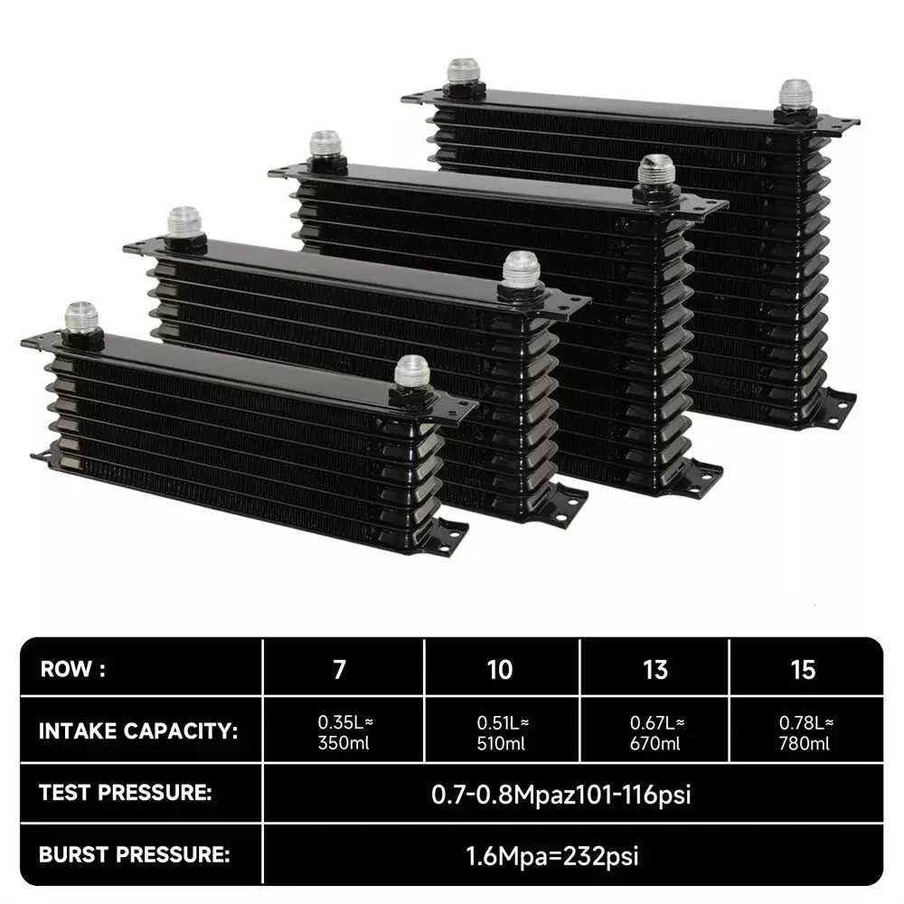 AN10 7 10 13 15 Row Car Engine Oil Cooler Radiator Kit Universal Aluminum Racing Transmission Oil Cooling Converter Intercooler