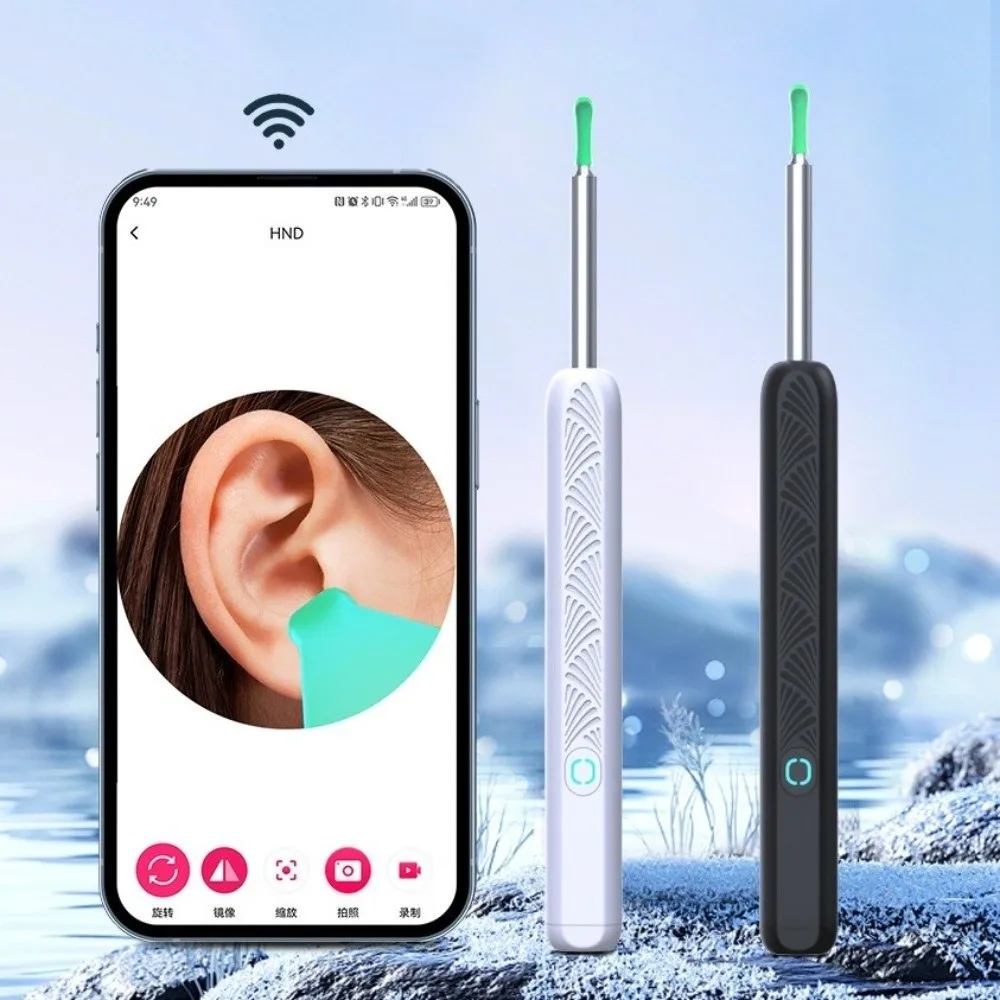 منظف الأذن البصري الذكي اللاسلكي واي فاي HD كاميرا الأذن الأنظف مجموعة كاملة USB شحن أضواء LED أدوات إزالة شمع الأذن المنزل لنا