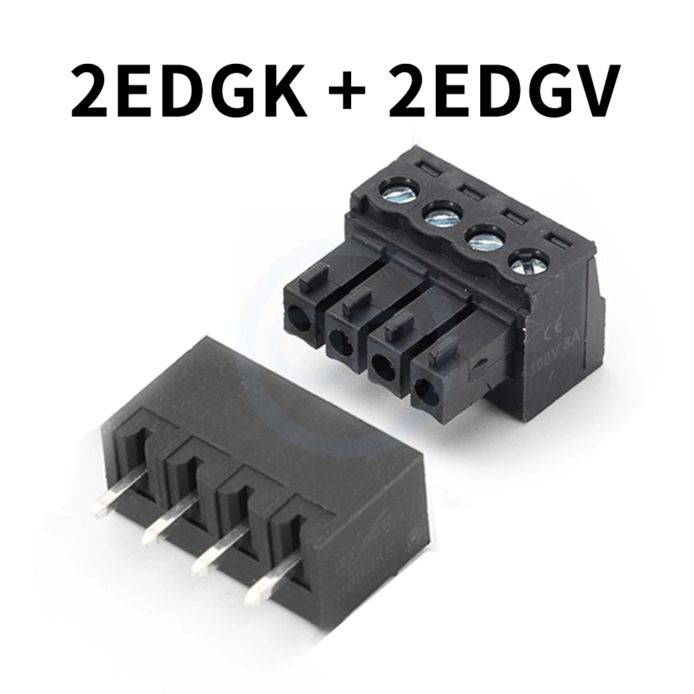 (5 Sets) KF 2EDGK + 2EDGV 2EDGR - 3.5MM 3.81MM Plugs and Sockets Black/Orange Plug-in Terminal Blocks 15EDGK 15EDGV/R 3.5 3.81