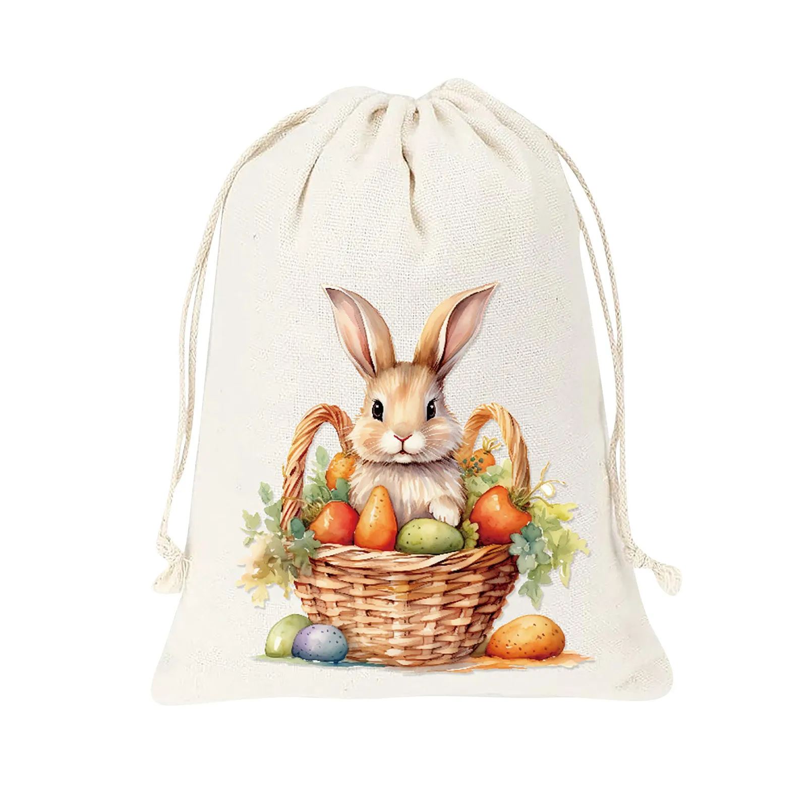 Bolsas multiusos con cordón de lino Natural, bolsas para envolver huevos de Chocolate, caramelo, conejo de Pascua feliz, bolsa de almacenamiento para recuerdos de fiesta