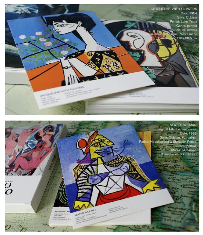 30Pcs Famous Artist Picasso Artwork Cards Art Postcards Vintage Wish Card Painting Greeting Card For Student Message Decoration