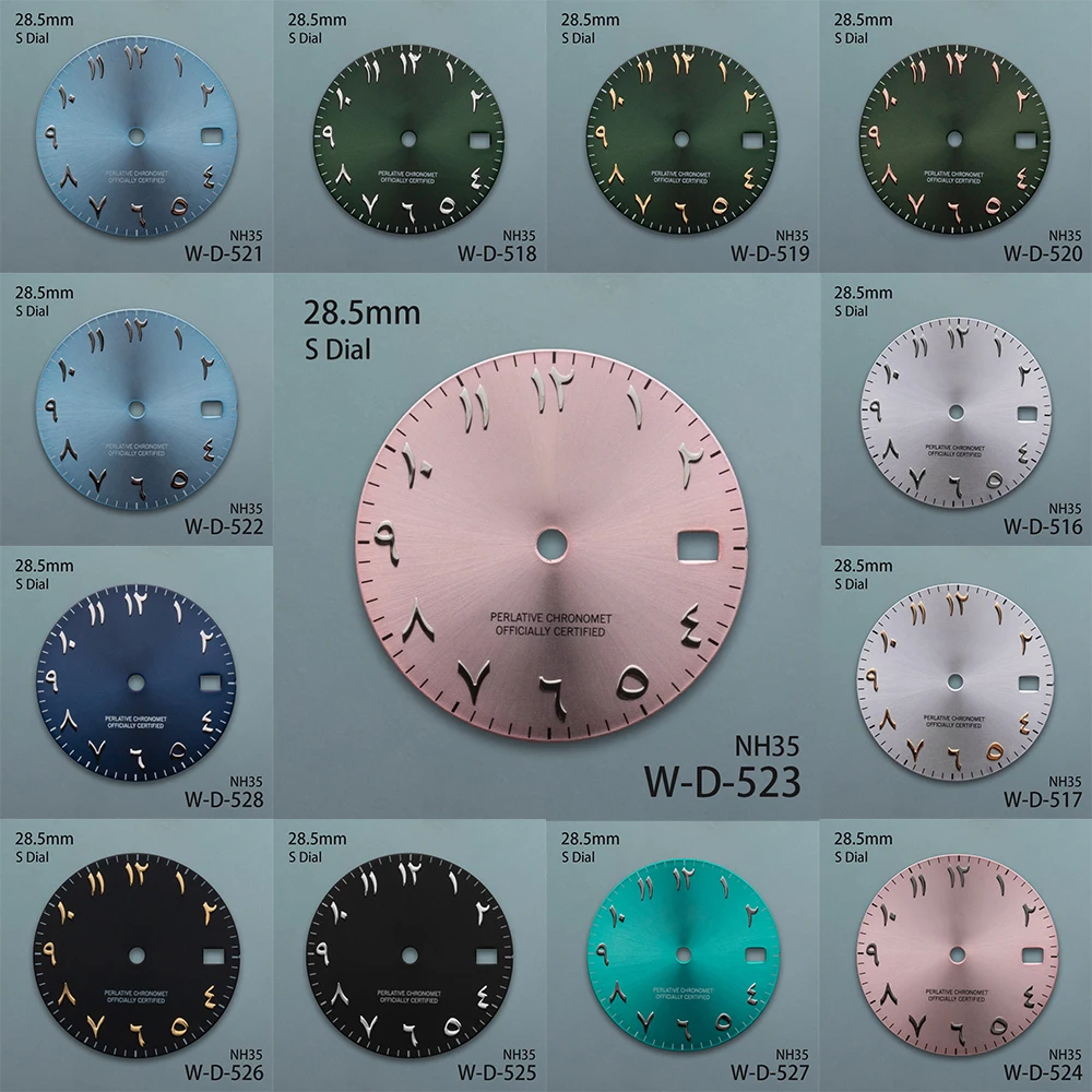 28.5mm S Logo Arab Sunray Dial Fit NH35/NH36/4R/7S Japan Automatic Movement High Quality Dial Watch Modification Accessories