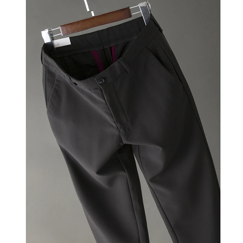 

Slim Fit Men's Busin Trousers Autumn Winter Thiened Work Pants Bla Faionable Urban Sle Long Pants for Young Men