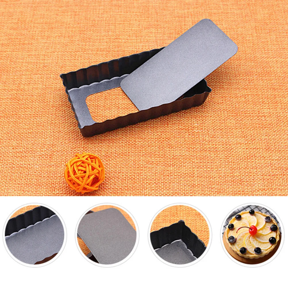 

Nonstick Baking Pan 4 Inch Rectangular Pie Tart Mold Removable Bottom Quiche Tool Chrysanthemum Design Lightweight