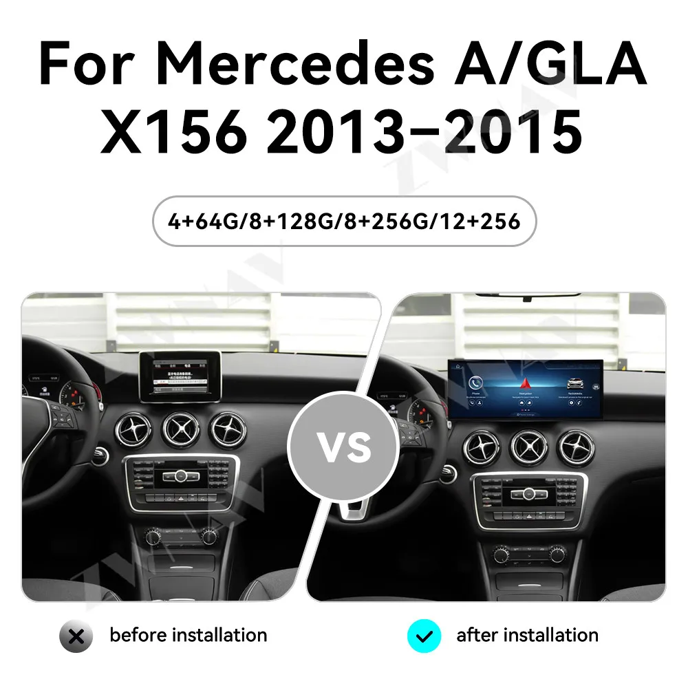 Android 14 Car Radio Carplay 15.8 inch Display Screen For Mercedes A/GLA X156 2013-2015 NTG4.5 GPS Navigation Multimedia Player