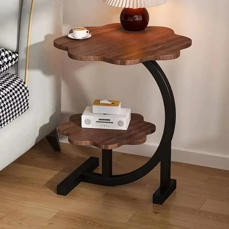 طاولة جانبية مزدوجة فاخرة خفيفة لغرفة المعيشة طاولة قهوة صغيرة خزانة بجانب السرير رف بسيط طاولة متنقلة #5