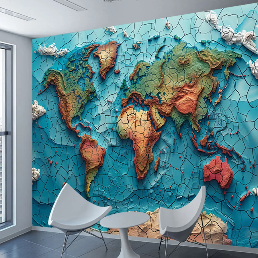 Peel and Stick Wallpapers for Living Room Bedroom Wall Papers Home Decor Panel Globe Continent World Map Walls Renovation  Mural view 2