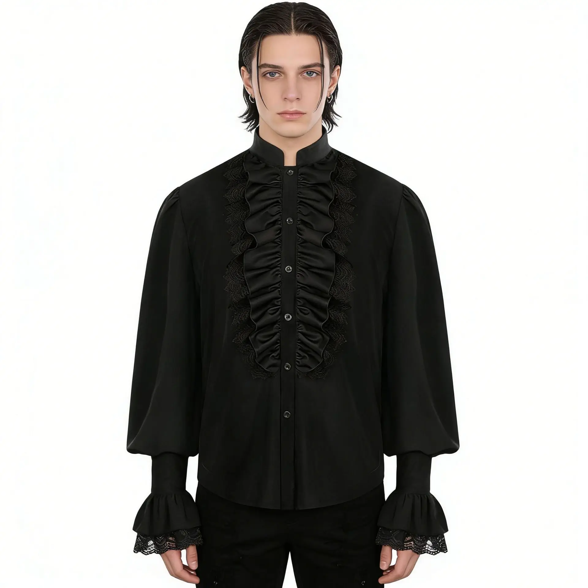 

COLDKER Men Pirate Shirt Victorian Ruffle Medieval Renaissance Vampire Ruffled Steampunk Halloween Cosplay Shirts
