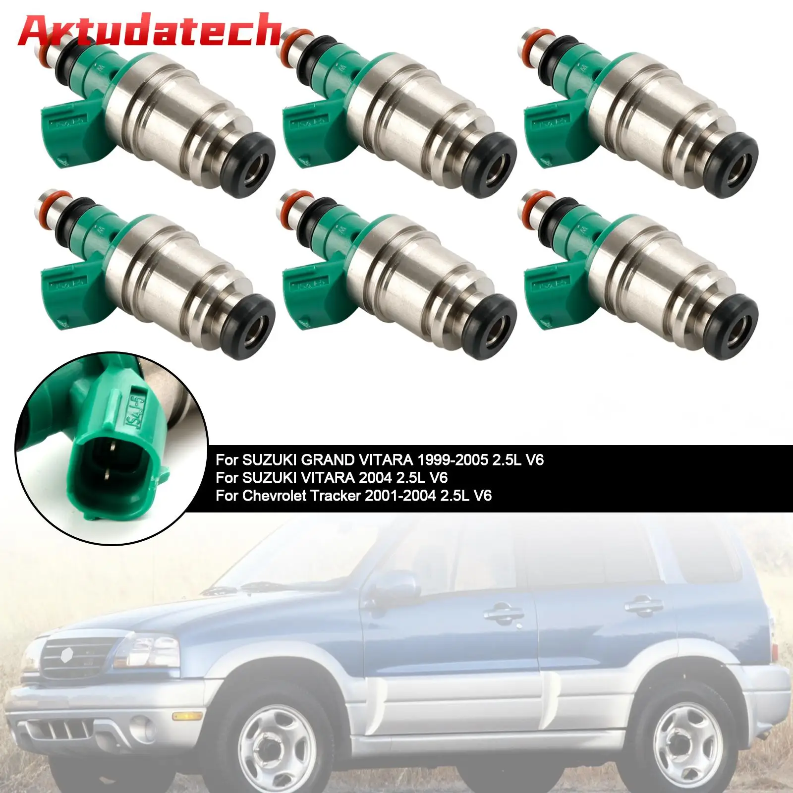 Artudatech 6PCS Fuel Injector 15710-67D00 Fit Suzuki Grand Vitara Tracker 2.5L JS4J-5