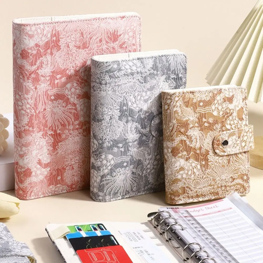 A5/6/7 Loose Leaf Notebook Fashionable Colorful Jacquard Hand Book Creative Waterproof Savings Account Book Cash Envelopes